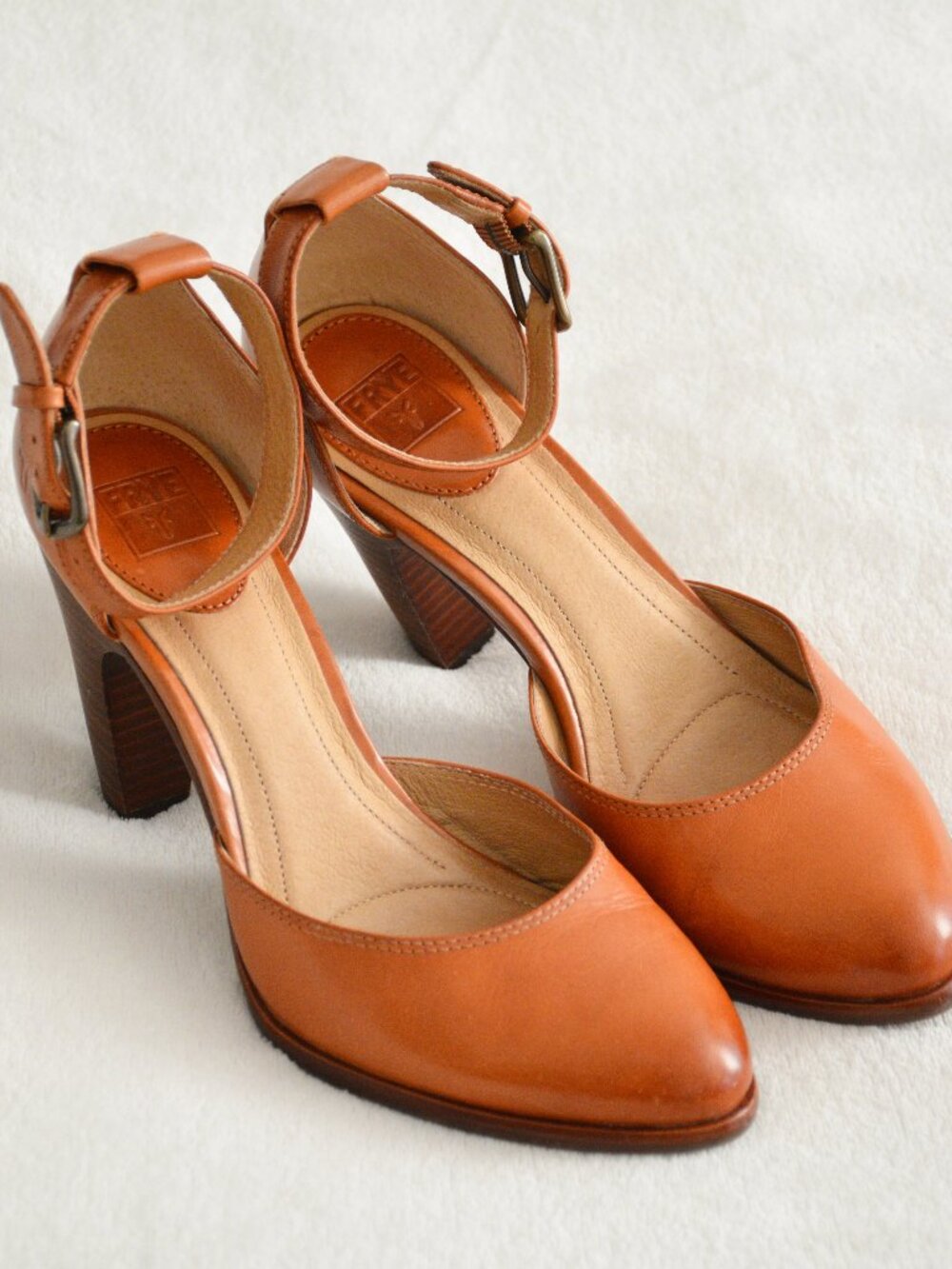 Frye Celeste Ankle Strap Heels | Tan | Size 8.5